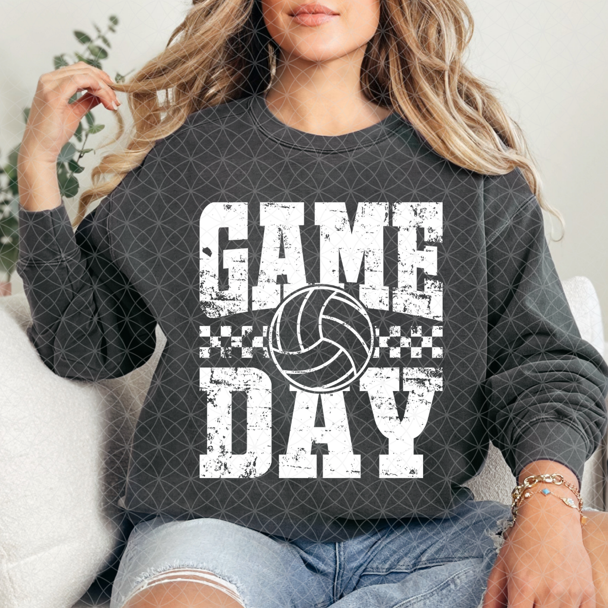 GAME DAY VOLLEYBALL CHECKER WHITE - DTF TRANSFER