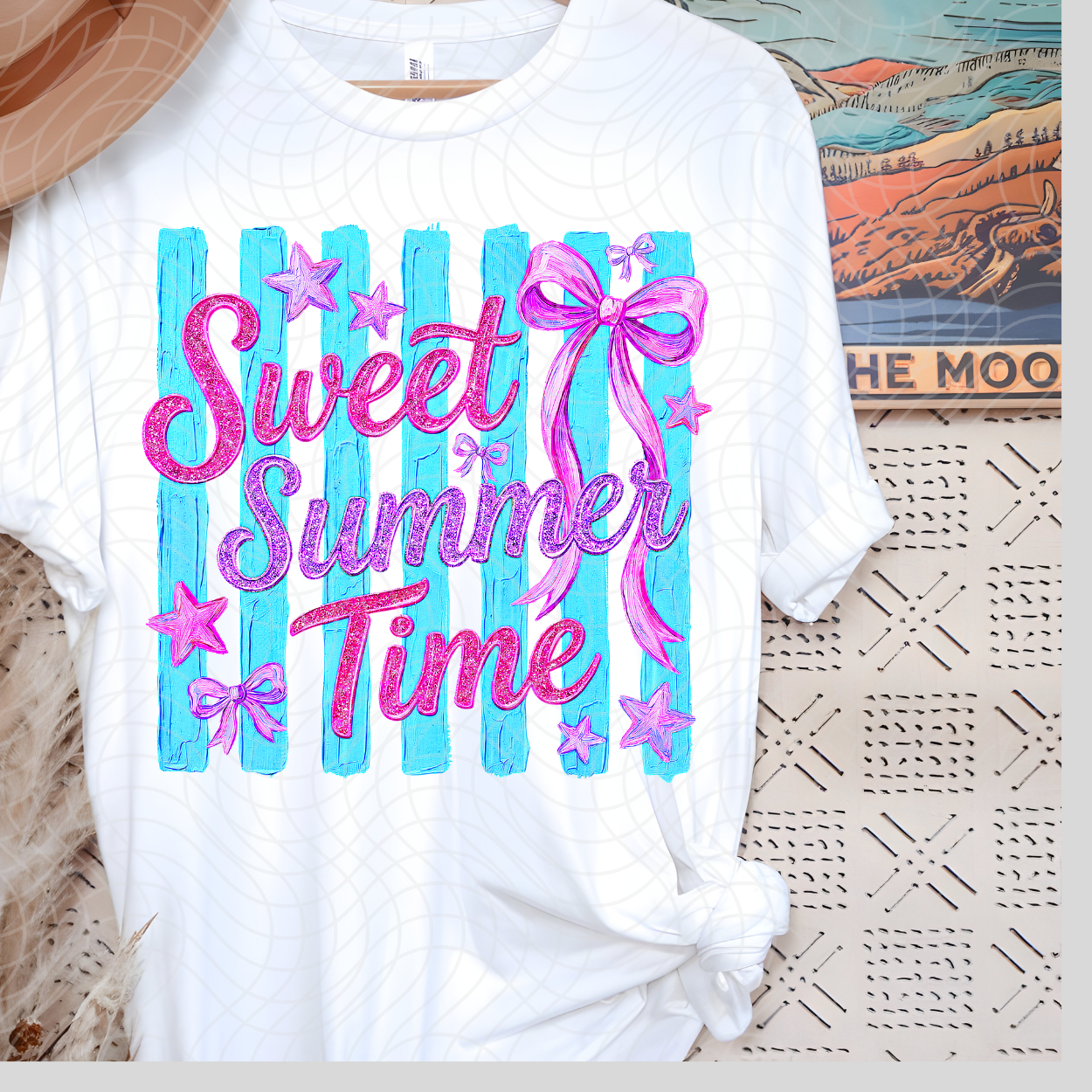 SWEET SUMMER BLUE STRIPE - DTF TRANSFER