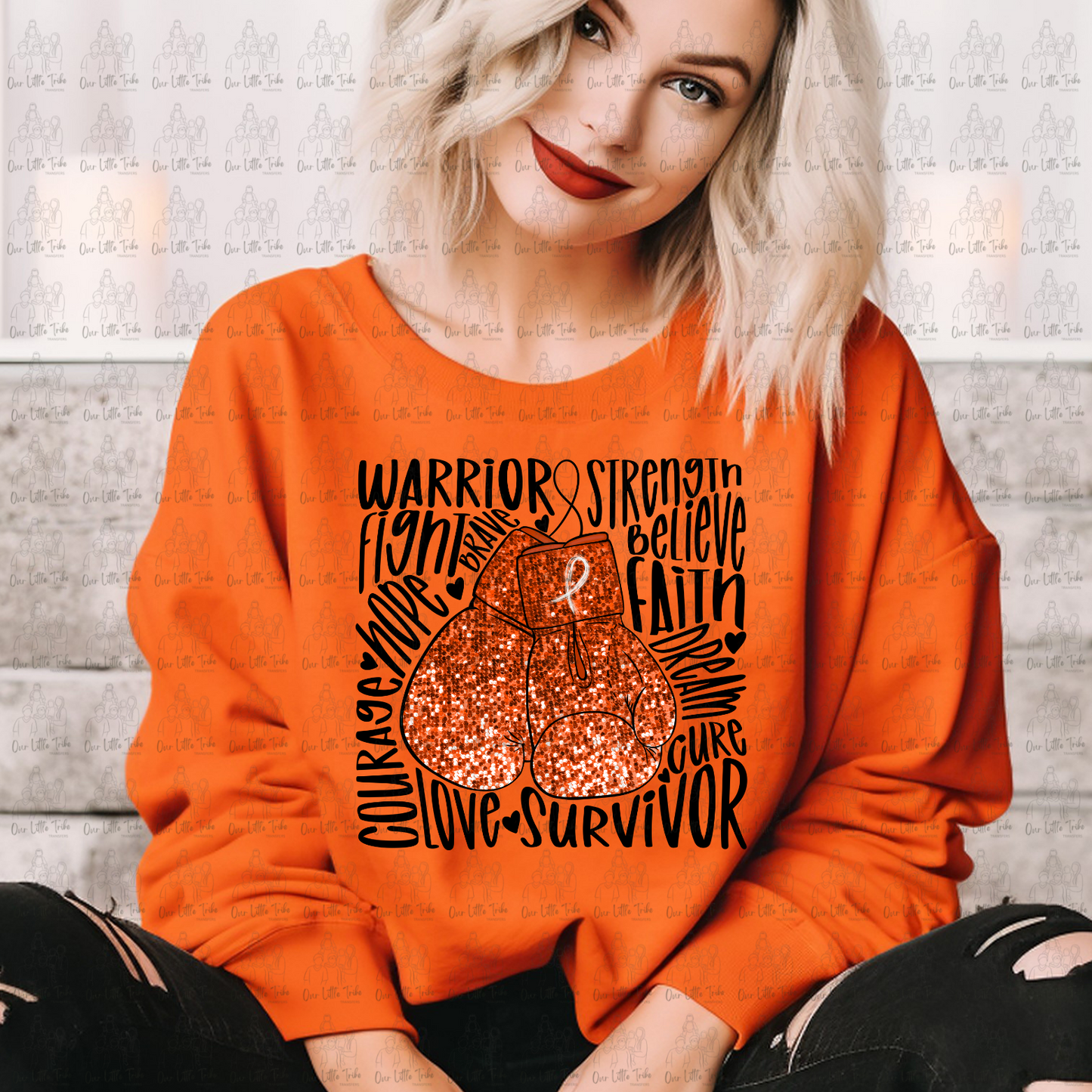 ORANGE SEQUIN GLOVES - FAUX SEQUIN - DTF TRANSFER