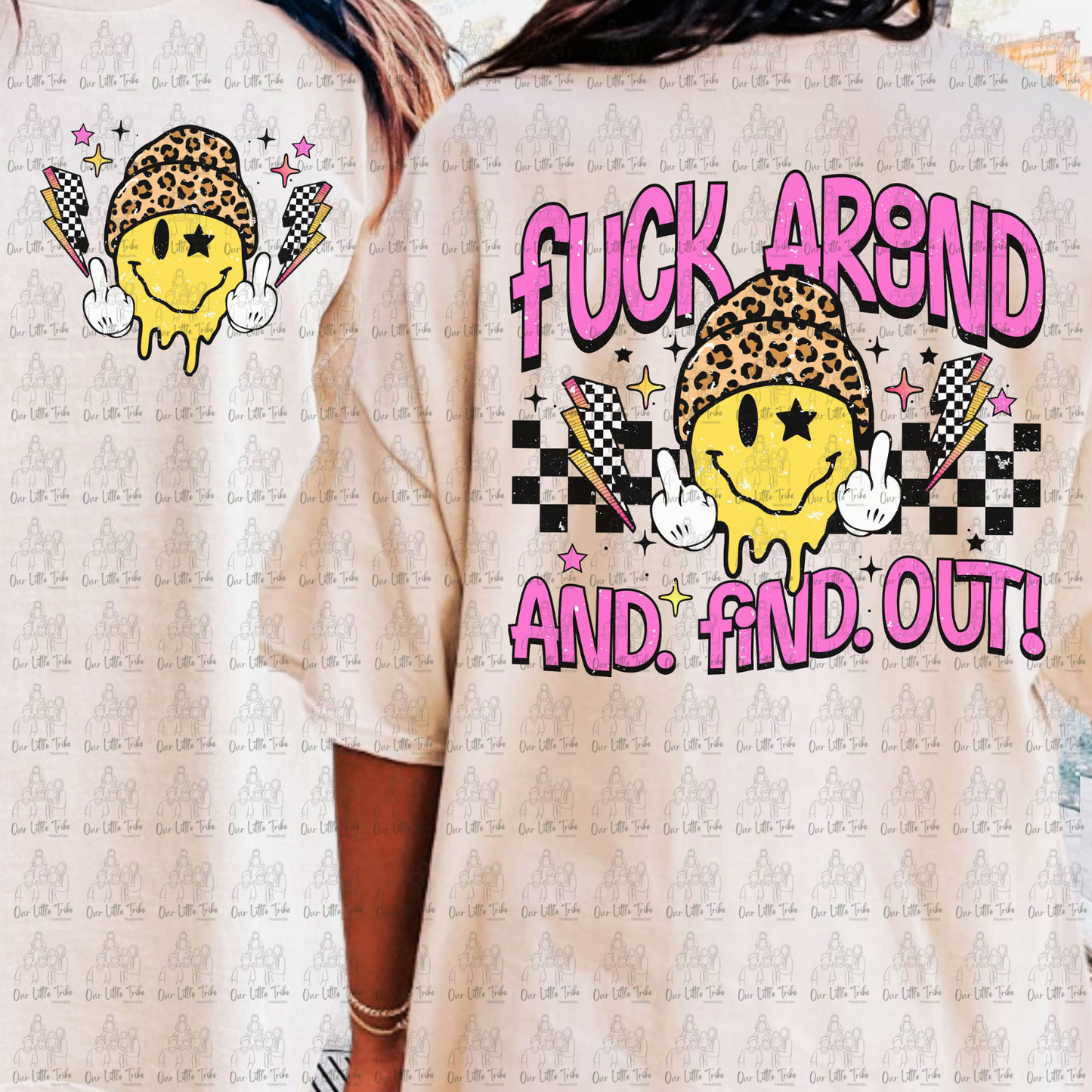 FAFO CHEETAH & PINK W/ POCKET - GRUNGE EFFECT - DTF TRANSFER