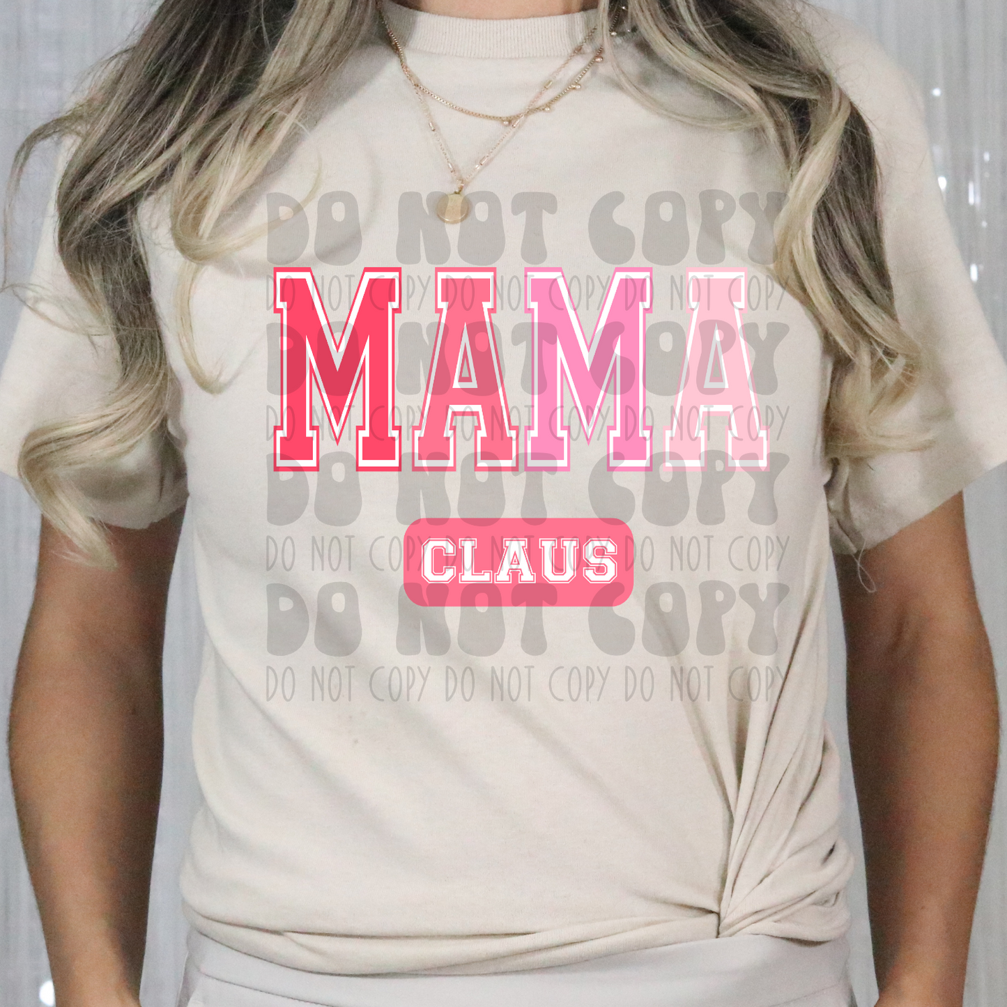 MAMA CLAUS VARSITY RED TO PINK - DTF TRANSFER
