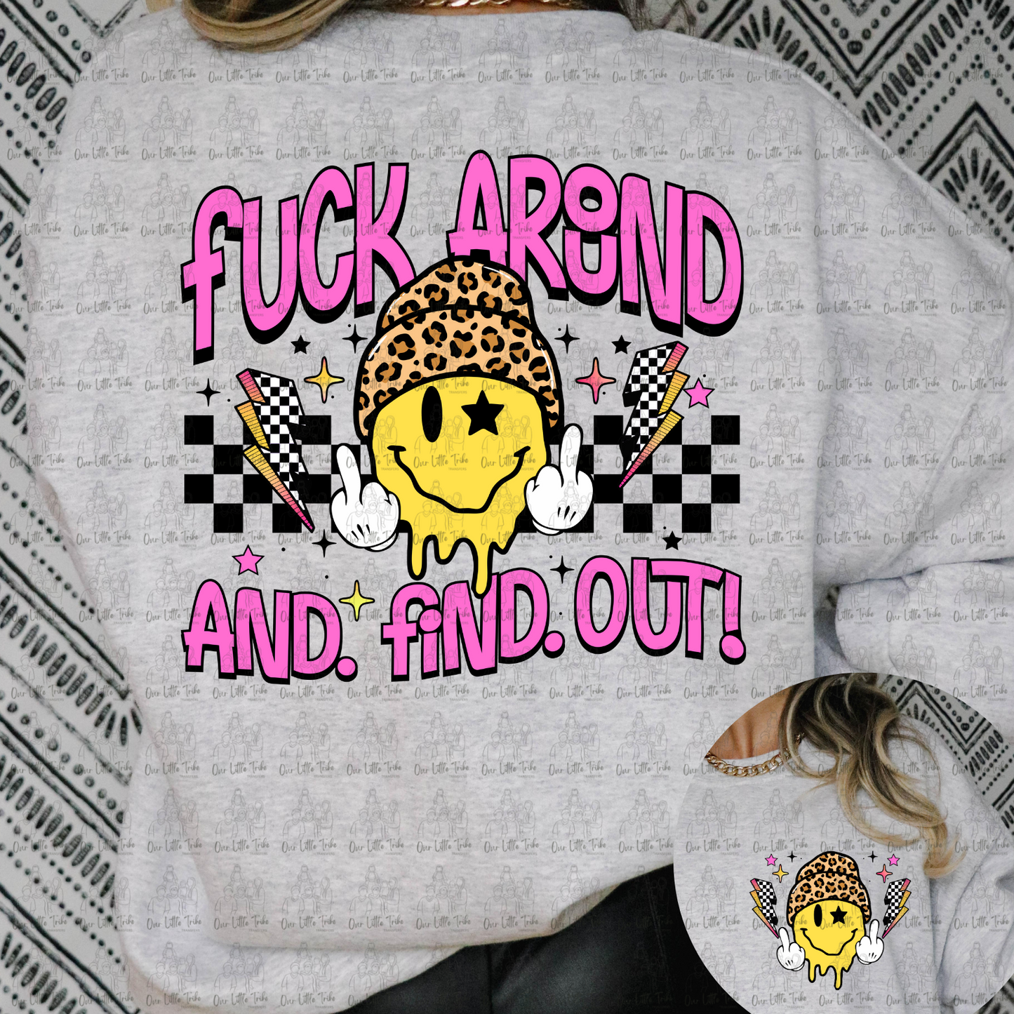 FAFO CHEETAH & PINK W/ POCKET - NO GRUNGE - DTF TRANSFER