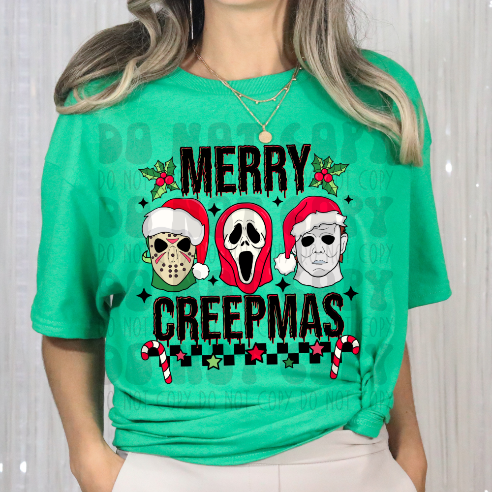 MERRY CREEPMAS BLACK DRIP W/ HOLLY LEAVES - DTF TRANSFER