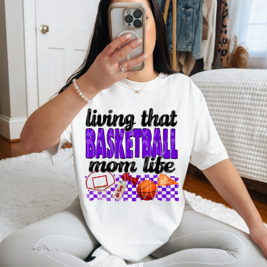 BASKETBALL MOM LIFE PURPLE - DTF TRANSFER