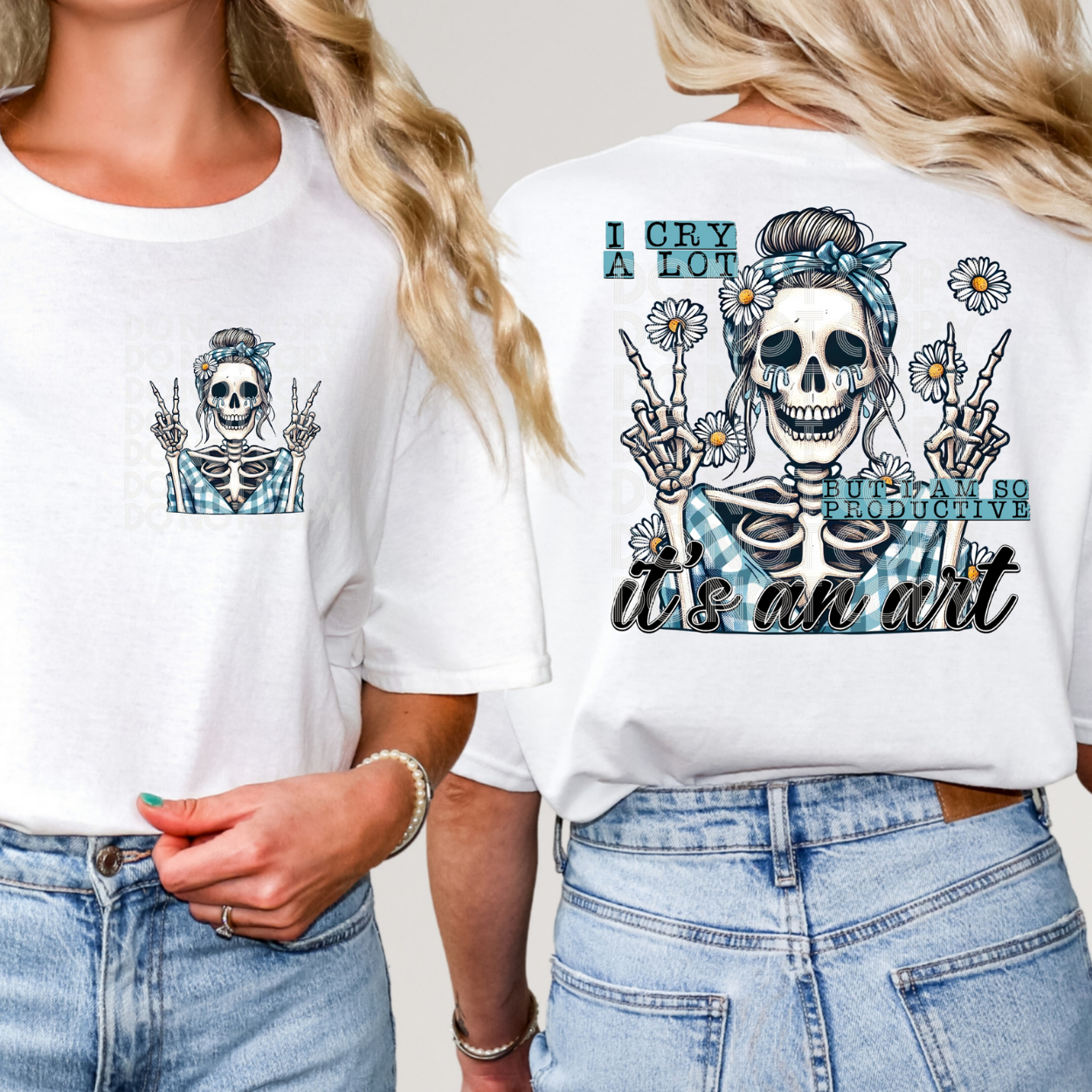 CRY ALOT BUT PRODUCTIVE W/POCKET - DTF TRANSFER