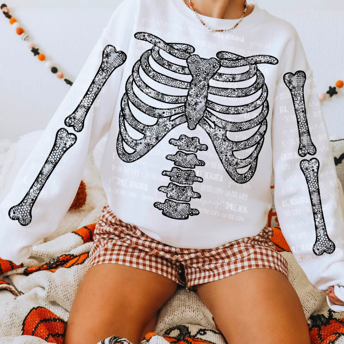 LACE SKELETON WITH ARMS - DTF TRANSFER