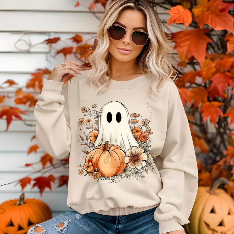 WATERCOLOR GHOST PUMPKIN - DTF TRANSFER