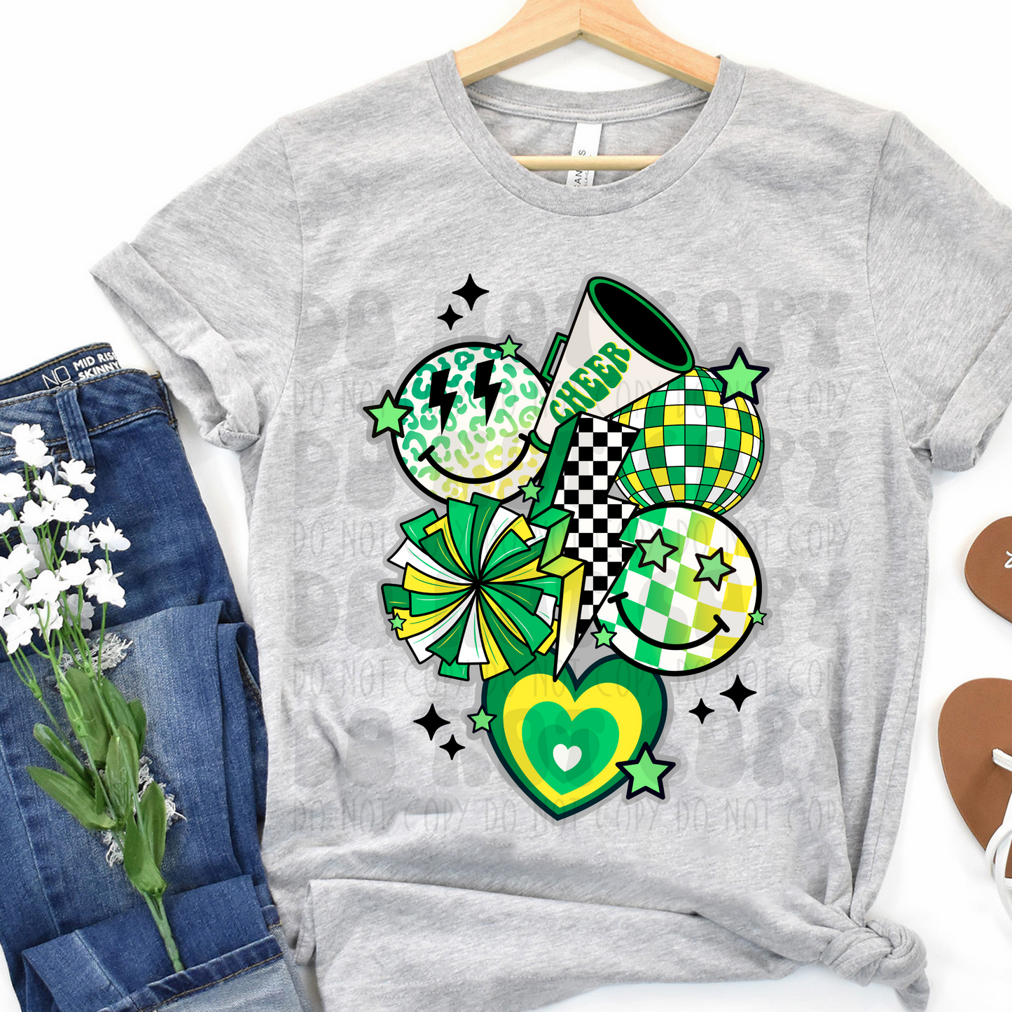 RETRO GREEN/ YELLOW CHEER COLLAGE - DTF TRANSFER