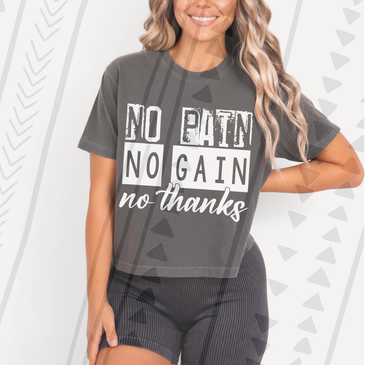 NO PAIN NO GAIN NO THANKS WHT - DTF TRANSFER