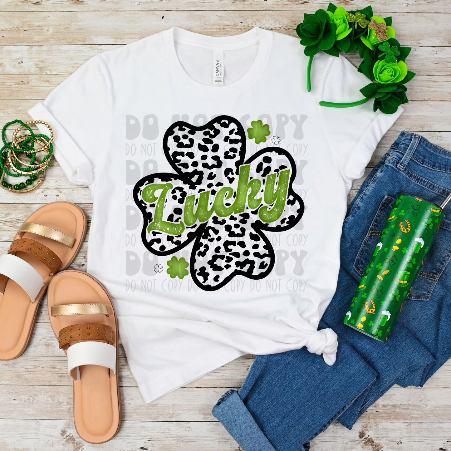 LUCKY LEOPARD CLOVER BLK - DTF TRANSFER