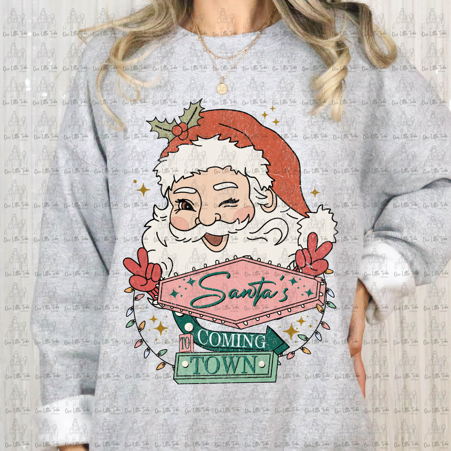 SANTAS COMING TO TOWN - DISTRESSED - DTF TRANSFER