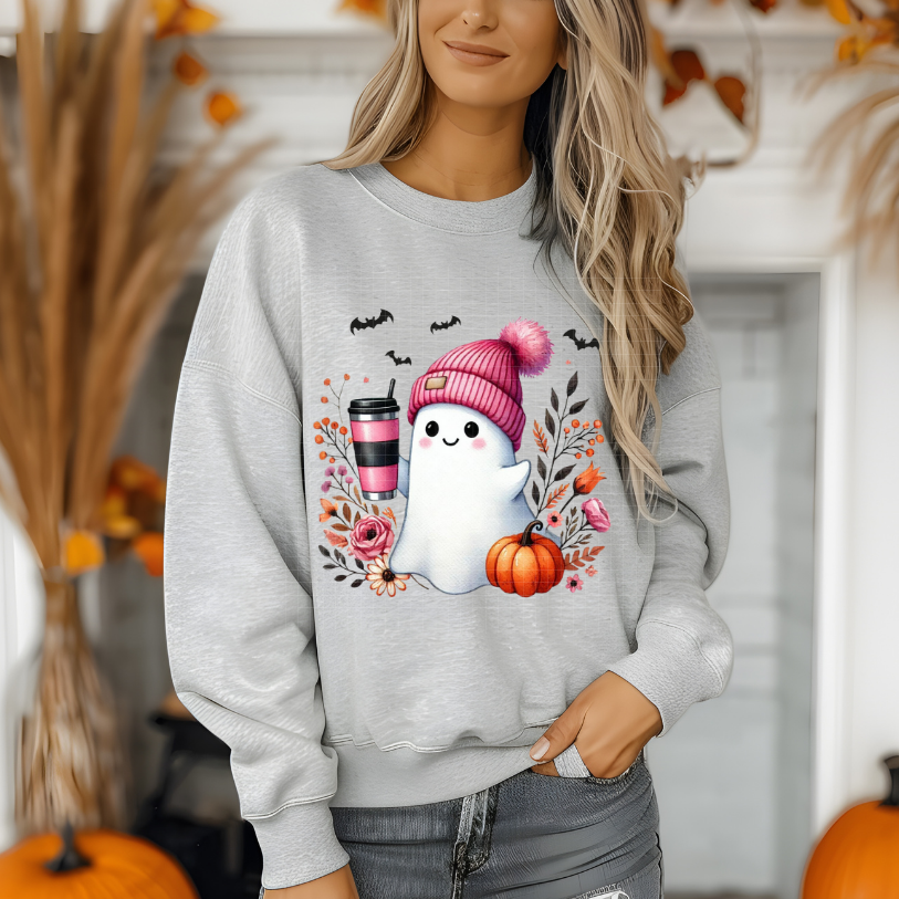 PINK BEANIE GHOST - DTF TRANSFER