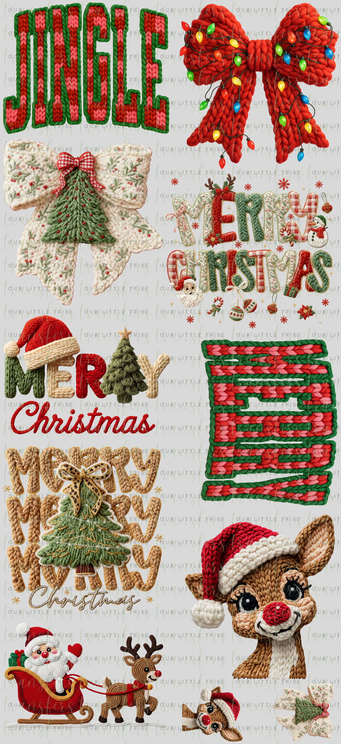 FAUX YARN/STITCHING CHRISTMAS 2 PREMADE - GANG SHEET 22x48