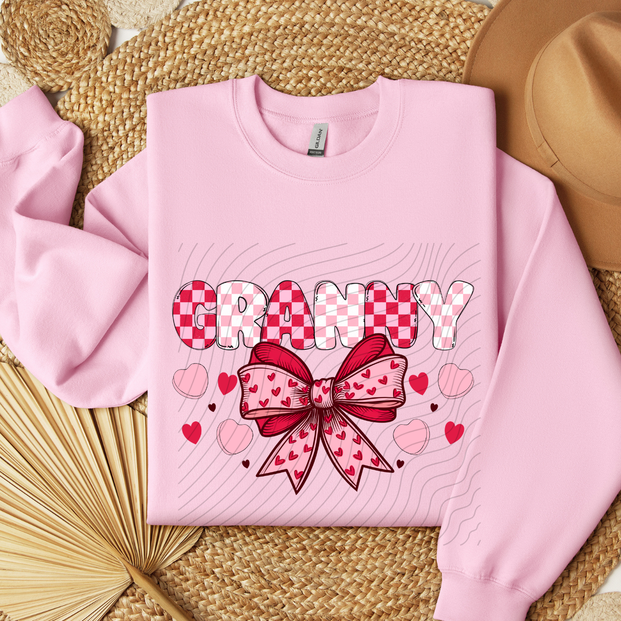 GRANNY PINK RED CHECK - DTF TRANSFER