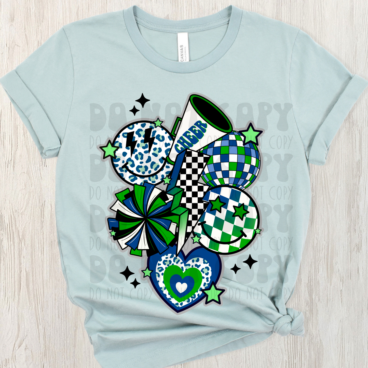 RETRO GREEN/ BLUE CHEER COLLAGE - DTF TRANSFER