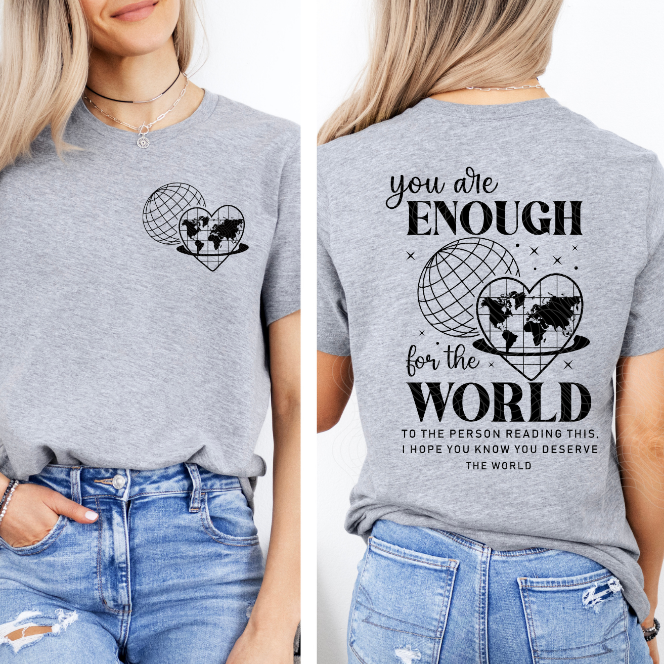 YOU ARE ENOUGH BLK W/ POCKET - DTF TRANSFER