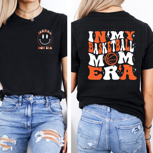 BASKETBALL MOM ERA WHT/ORG W/POCKET - DTF TRANSFER