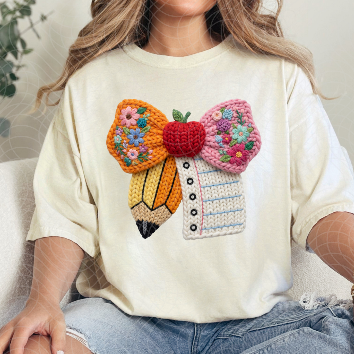 FAUX YARN TEACHER BOW - DTF TRANSFER