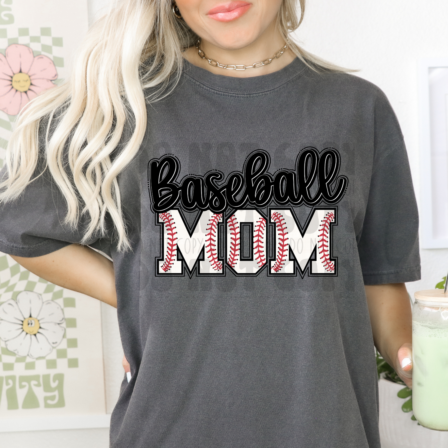 BASEBALL MOM BLACK - DTF TRANSFER