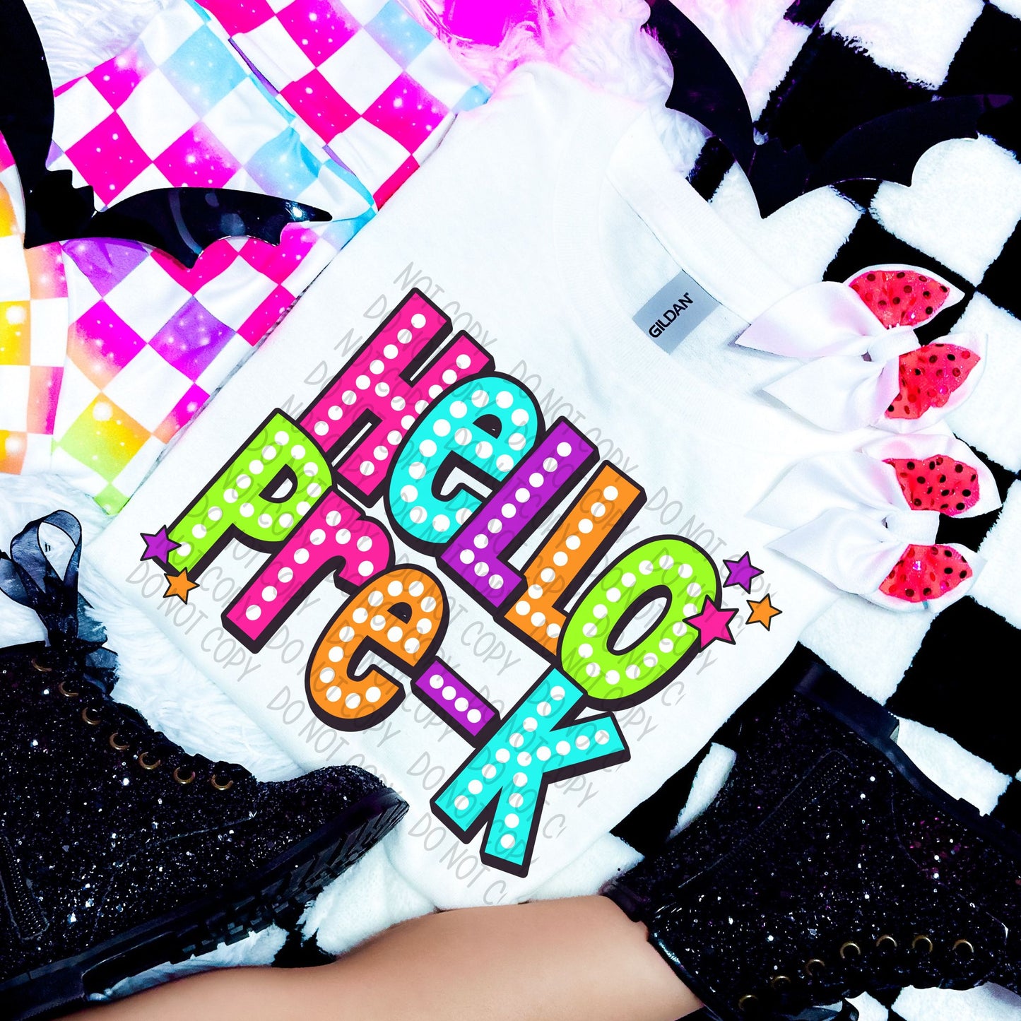 HELLO PRE-K BRIGHT COLORS - DTF TRANSFER