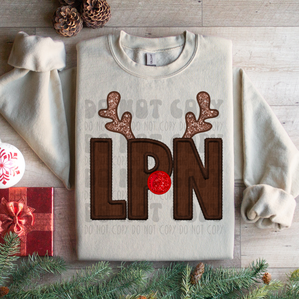 LPN RED NOSE - FAUX SEQUIN - DTF TRANSFER