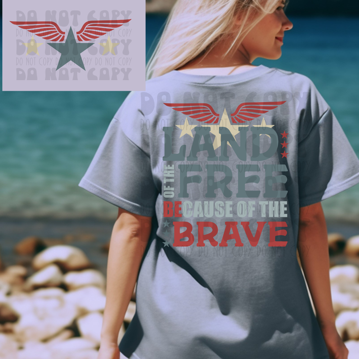 LAND OF THE FREE DULL NO DISTRESS - FRONT AND BACK - DTF TRANSFER