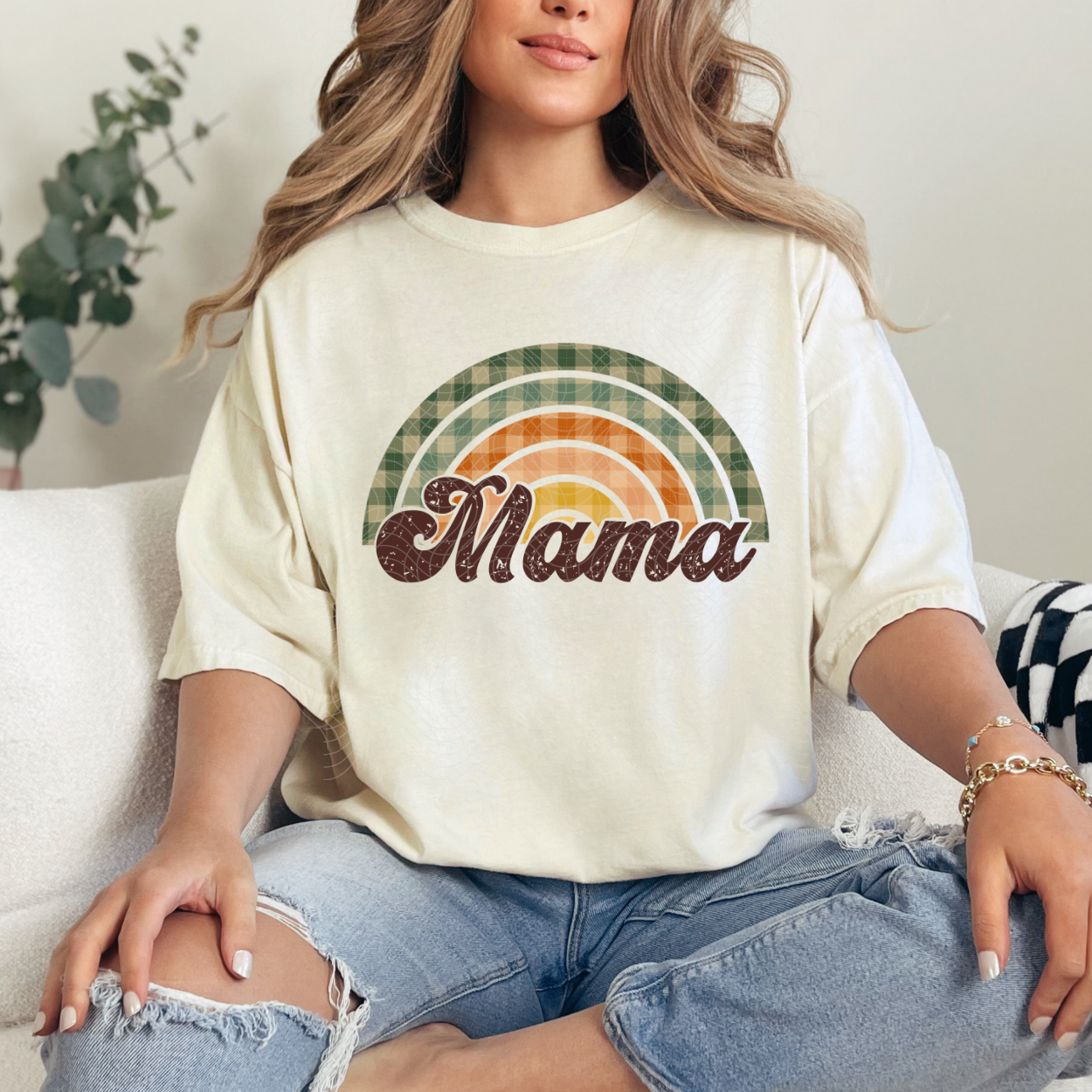 MAMA CHECKERED RAINBOW - DTF TRANSFER