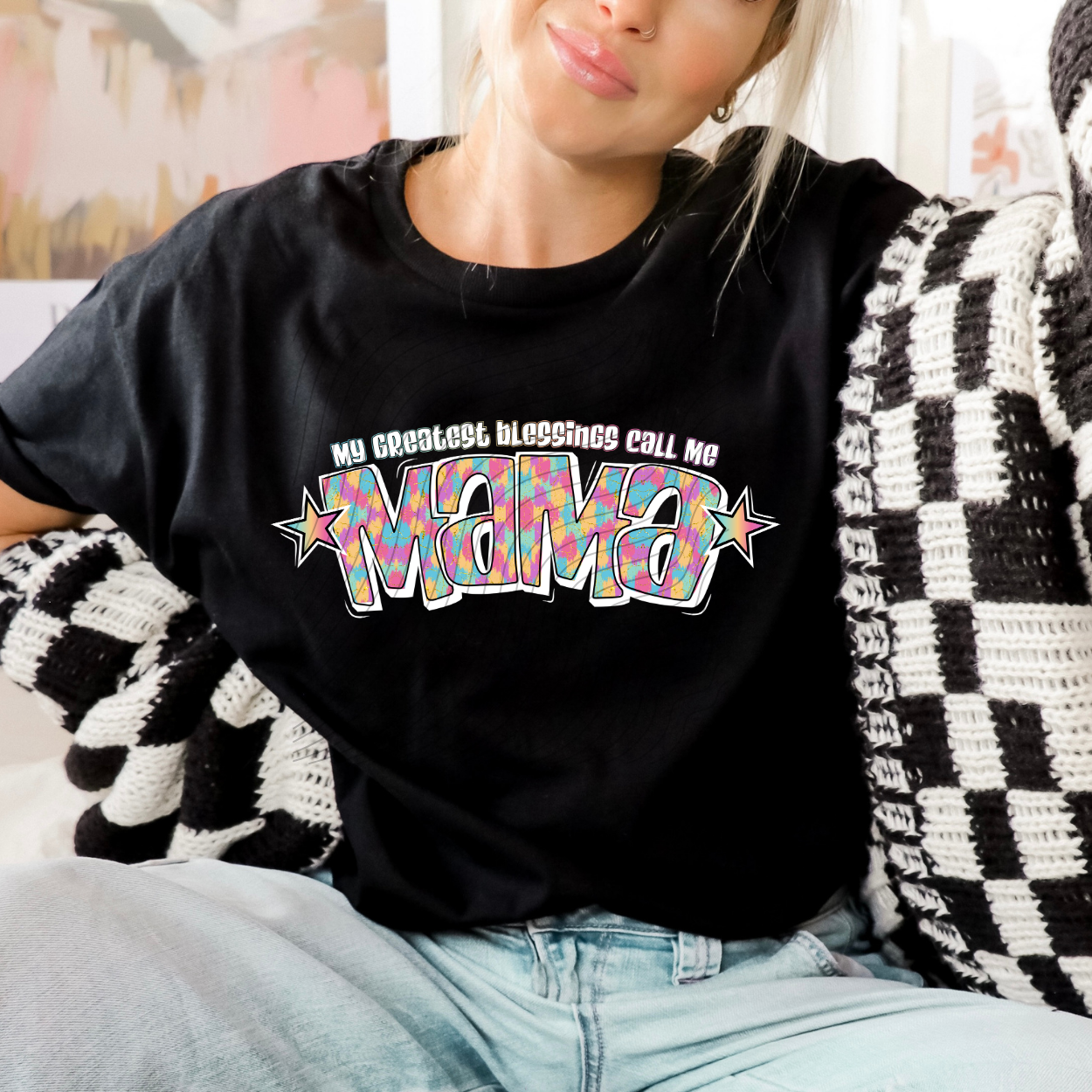 MAMA GREATEST BLESSINGS WHT OUTLINE - DTF TRANSFER