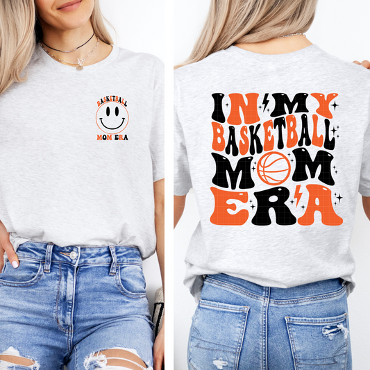 BASKETBALL MOM ERA BLK/ORG W/POCKET - DTF TRANSFER