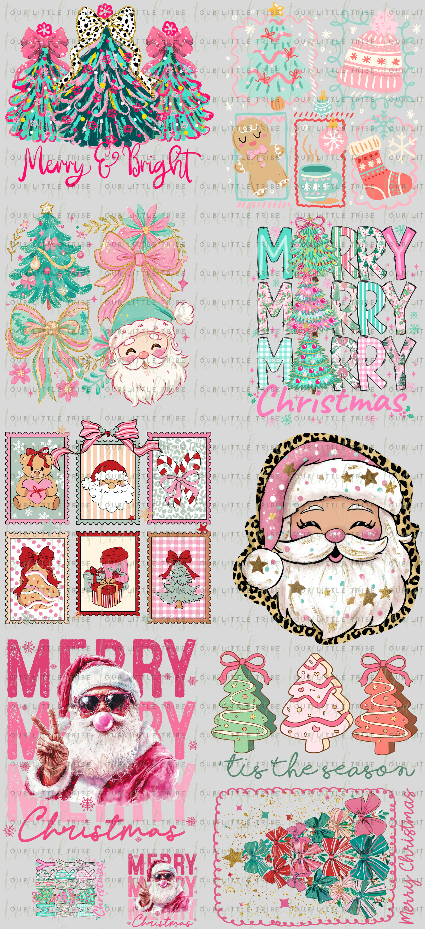 PINK CHRISTMAS PREMADE - GANG SHEET 22x48