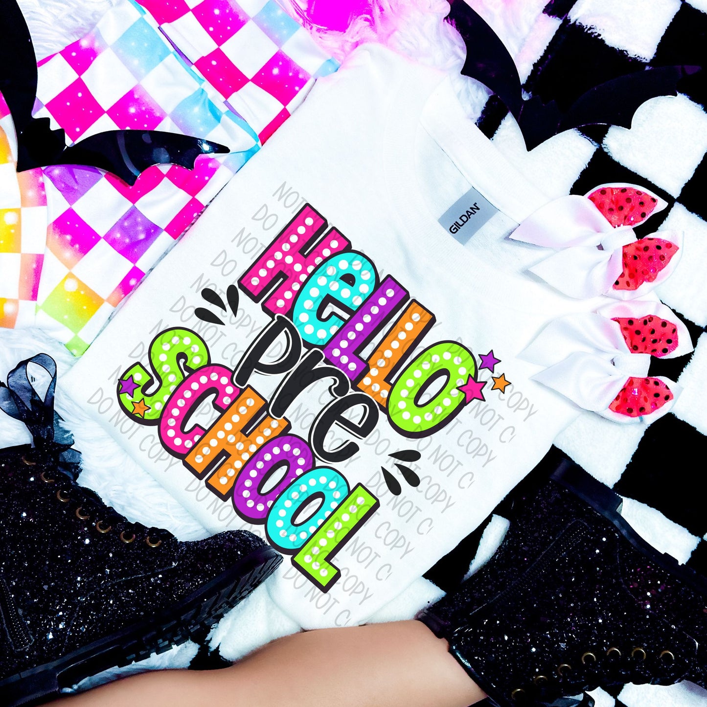 HELLO PRESCHOOL BRIGHT COLORS - DTF TRANSFER