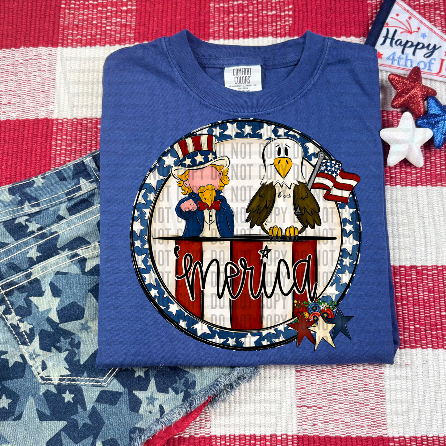 MERICA LIGHT YELLOW HAIR - DTF TRANSFER
