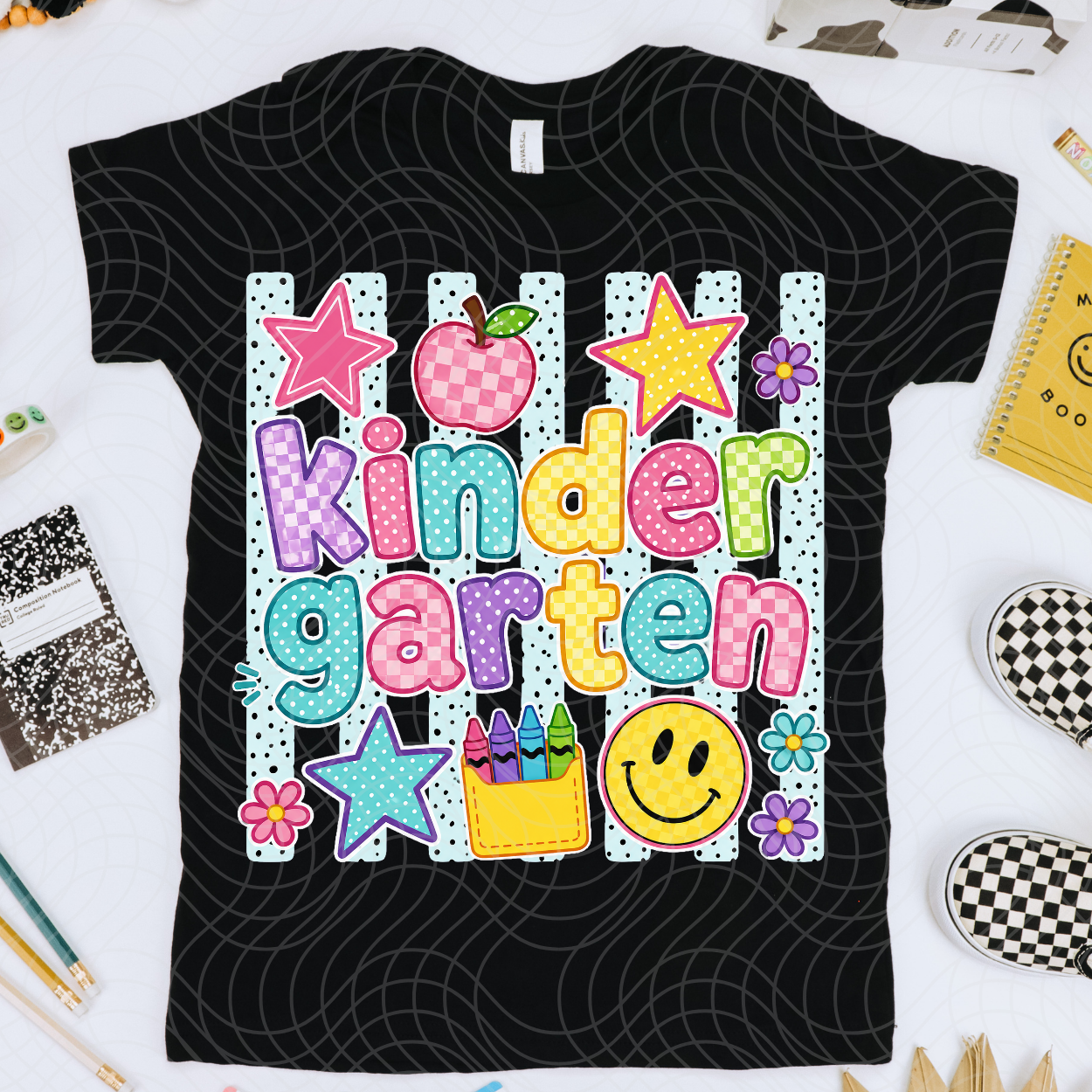 KINDERGARTEN POLKA DOT STRIPES - DTF TRANSFER