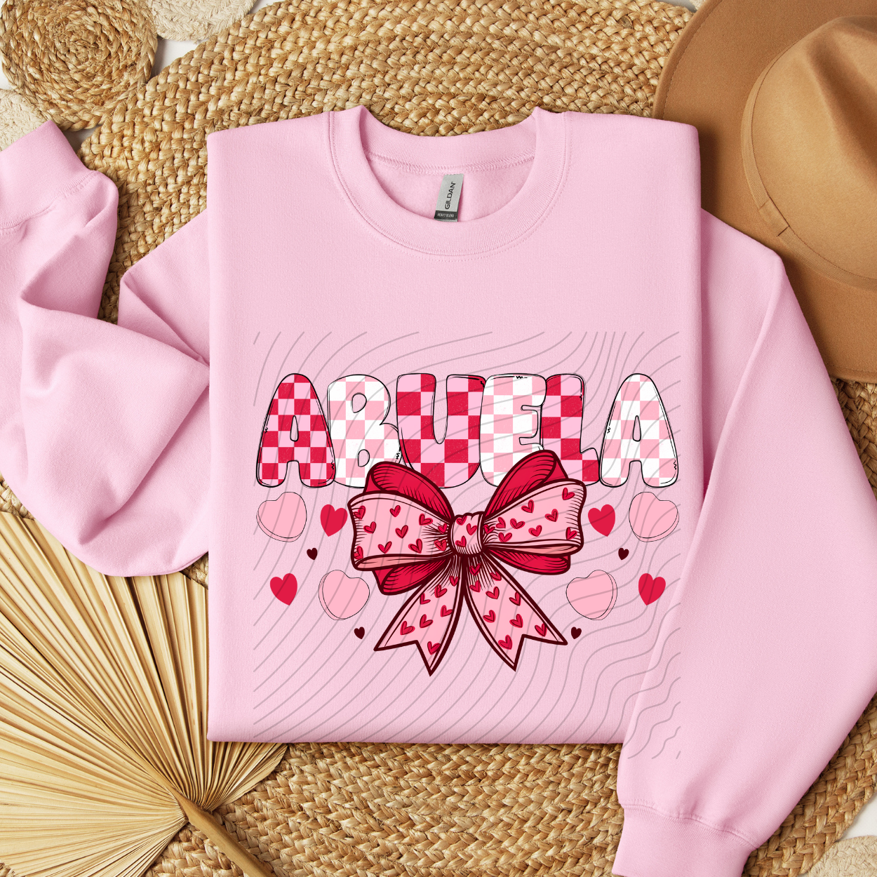 ABUELA PINK RED CHECK - DTF TRANSFER