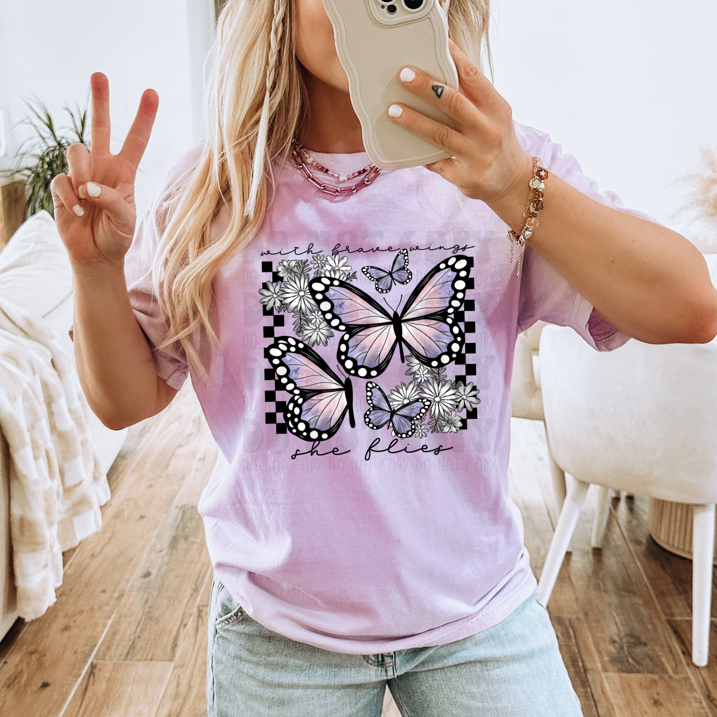 WITH BRAVE WINGS, SHE FLIES - DTF TRANSFER