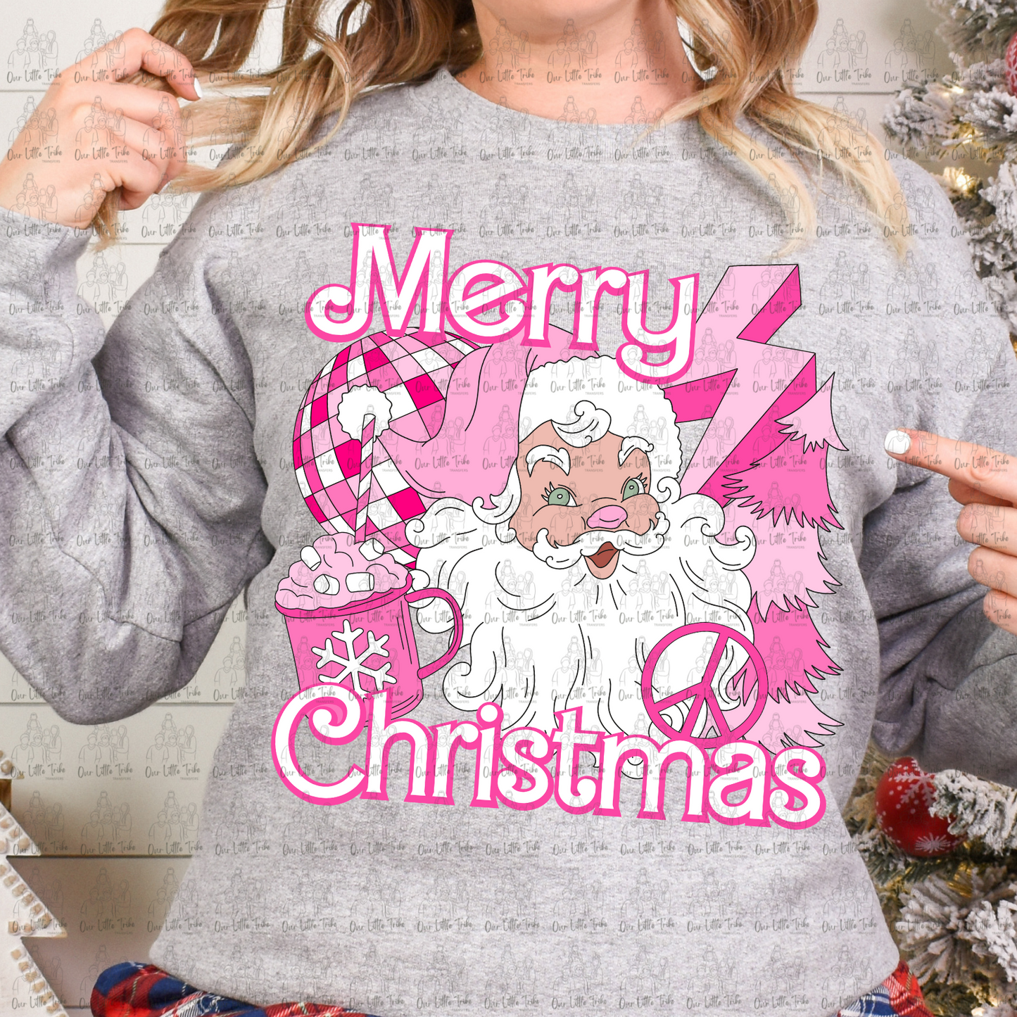 MERRY CHRISTMAS RETRO PINK - DTF TRANSFER