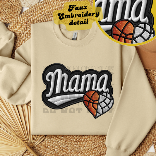 MAMA FAUX EMBROIDERY BASKETBALL/VOLLEYBALL - DTF TRANSFER