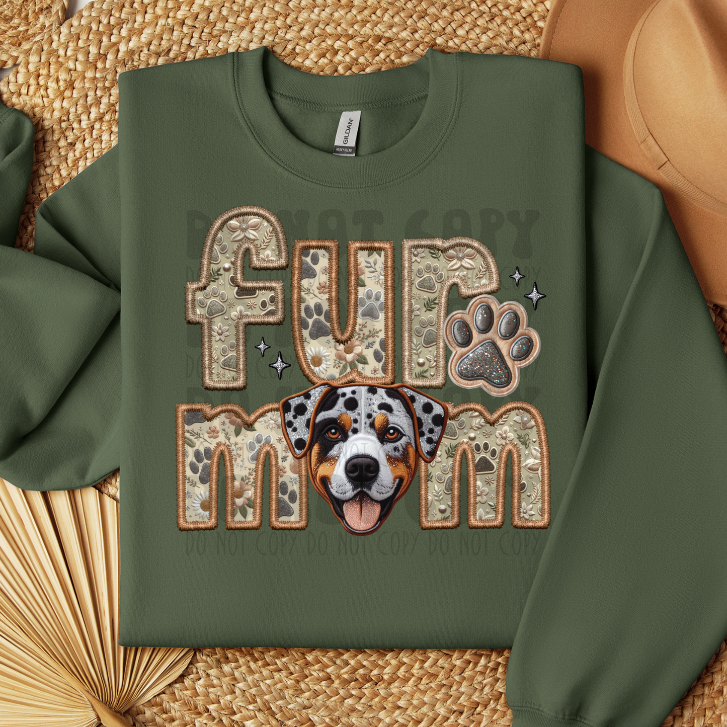 FUR MOM, CATAHOULA LEOPARD - FAUX EMBROIDERY - DTF TRANSFER