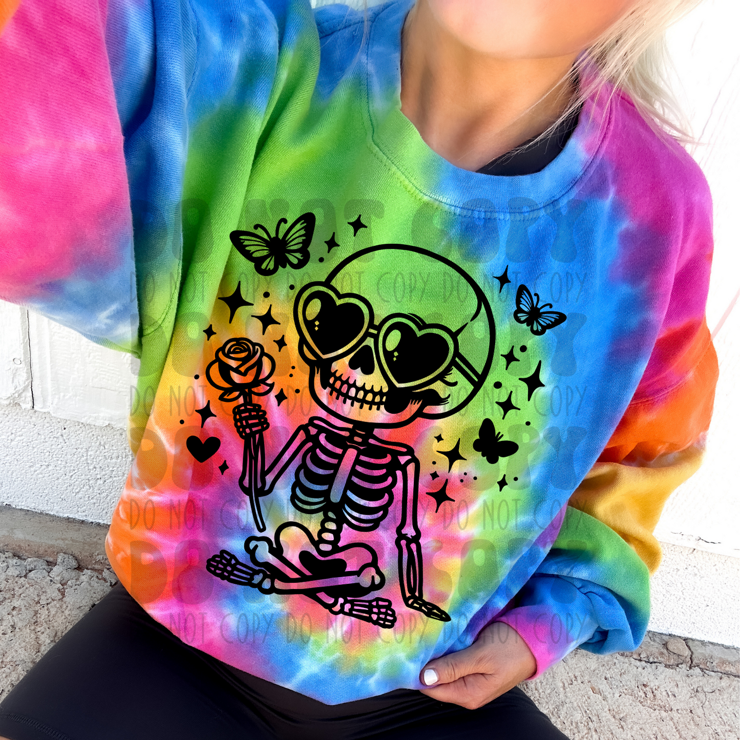 SKELETON W/ ROSE - DTF TRANSFER