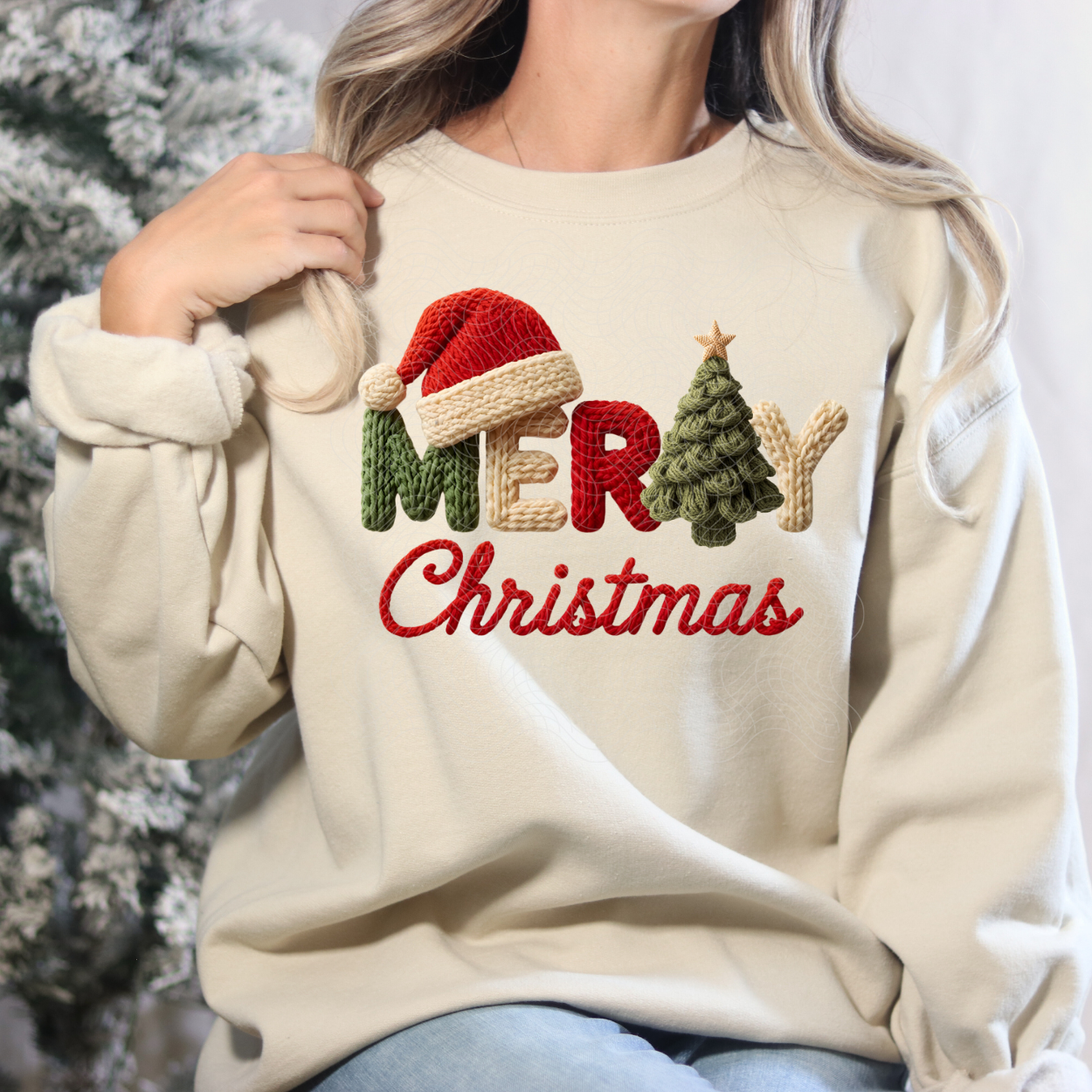 FAUX YARN MERRY CHRISTMAS - DTF TRANSFER