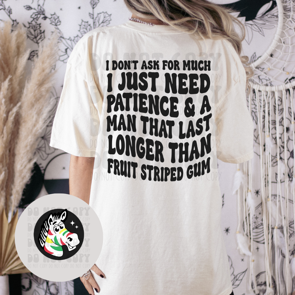 FRUIT STRIPED GUM W/POCKET - DTF TRANSFER