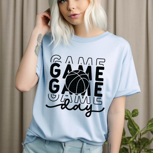 GAME DAY STACKED BASKETBALL BLK - DTF TRANSFER