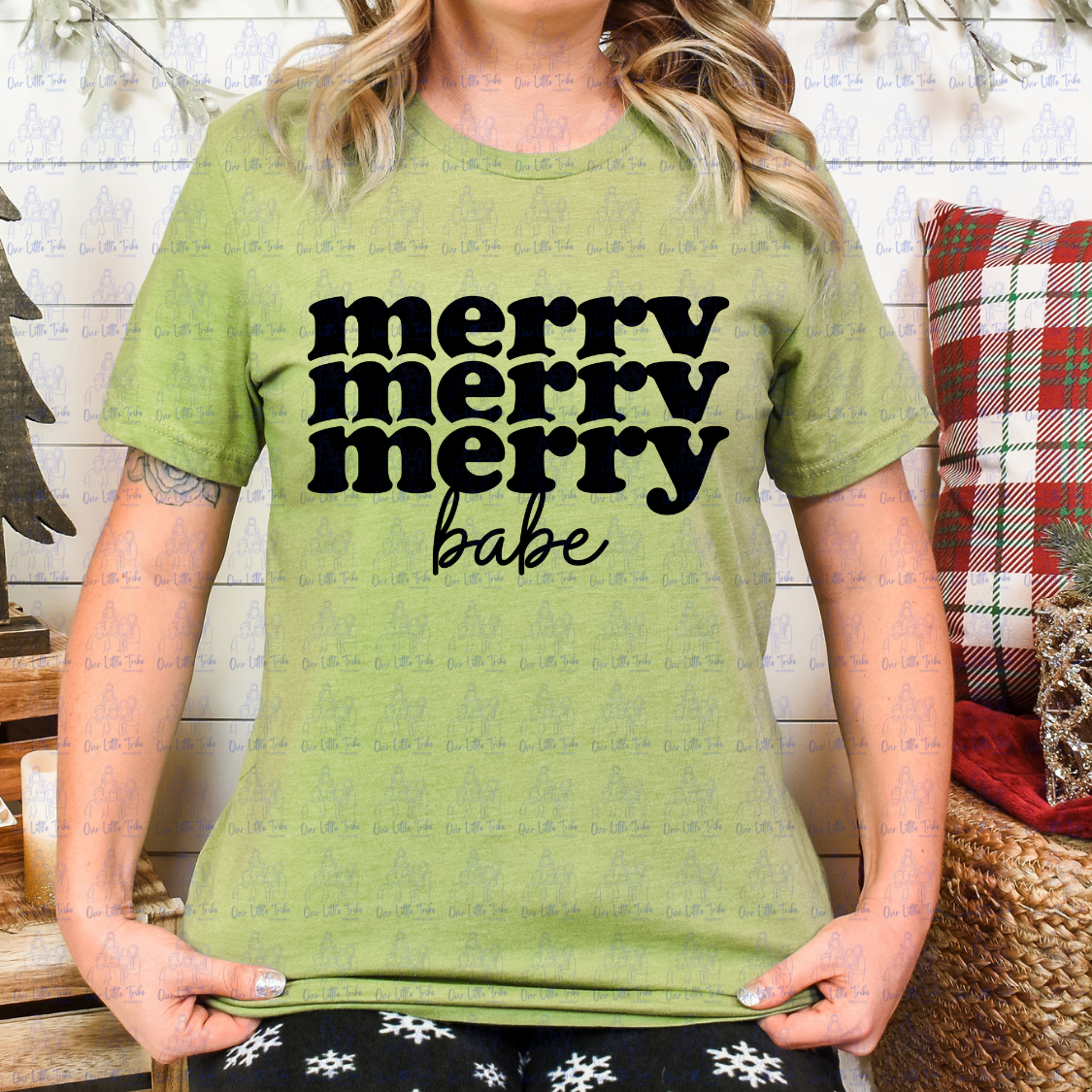 MERRY BABE STACKED RETRO - BLACK - DTF TRANSFER