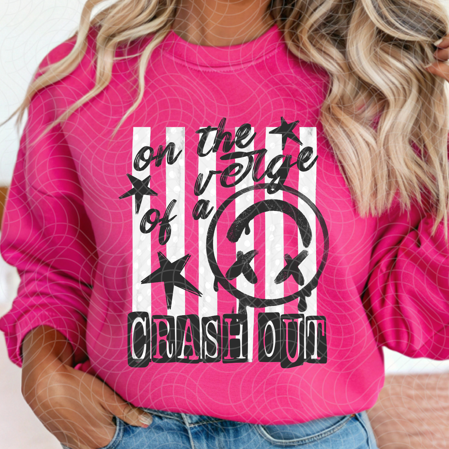 CRASH OUT WHT/BLK -DTF TRANSFER