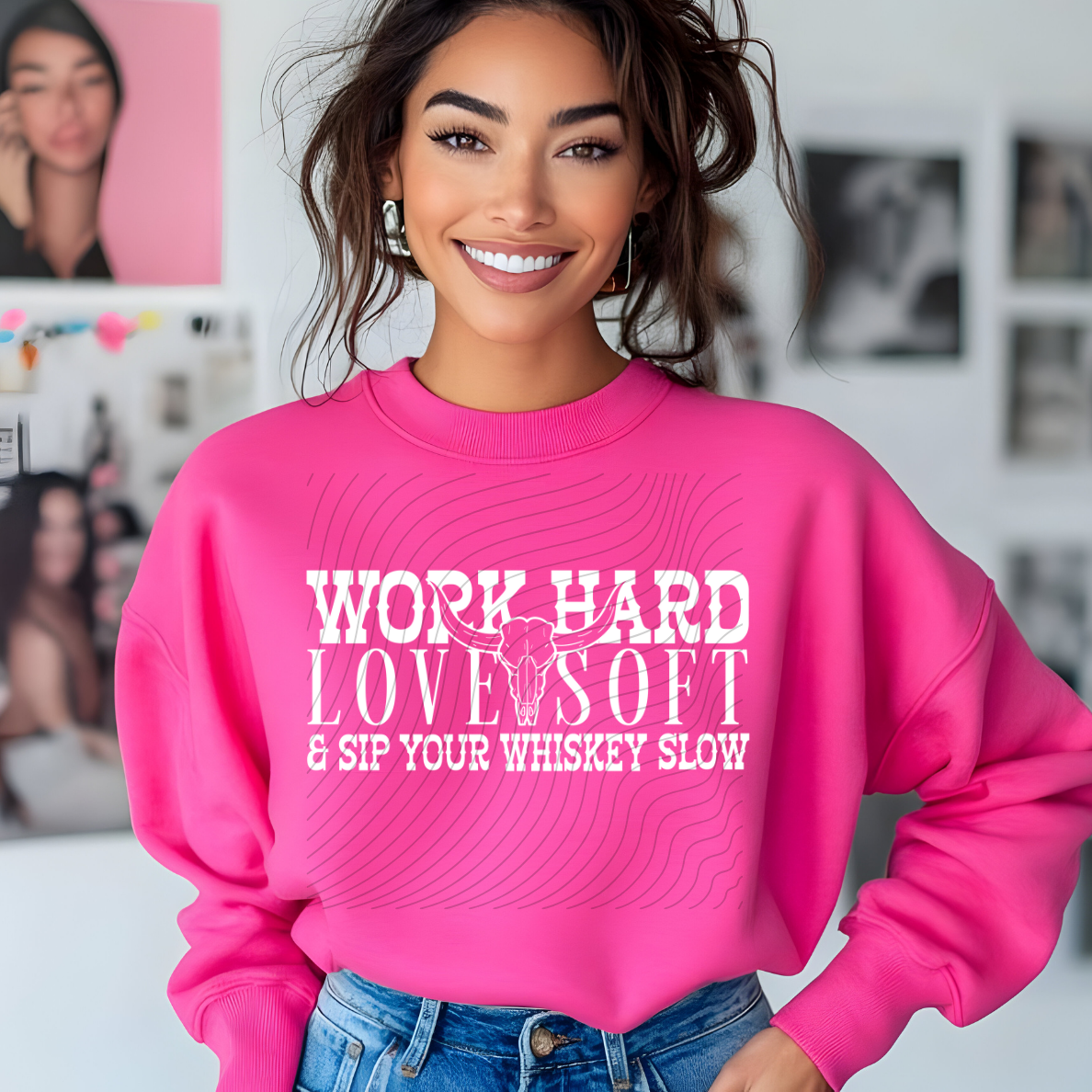 WORK HARD SKULL WHITE - DTF TRANSFER