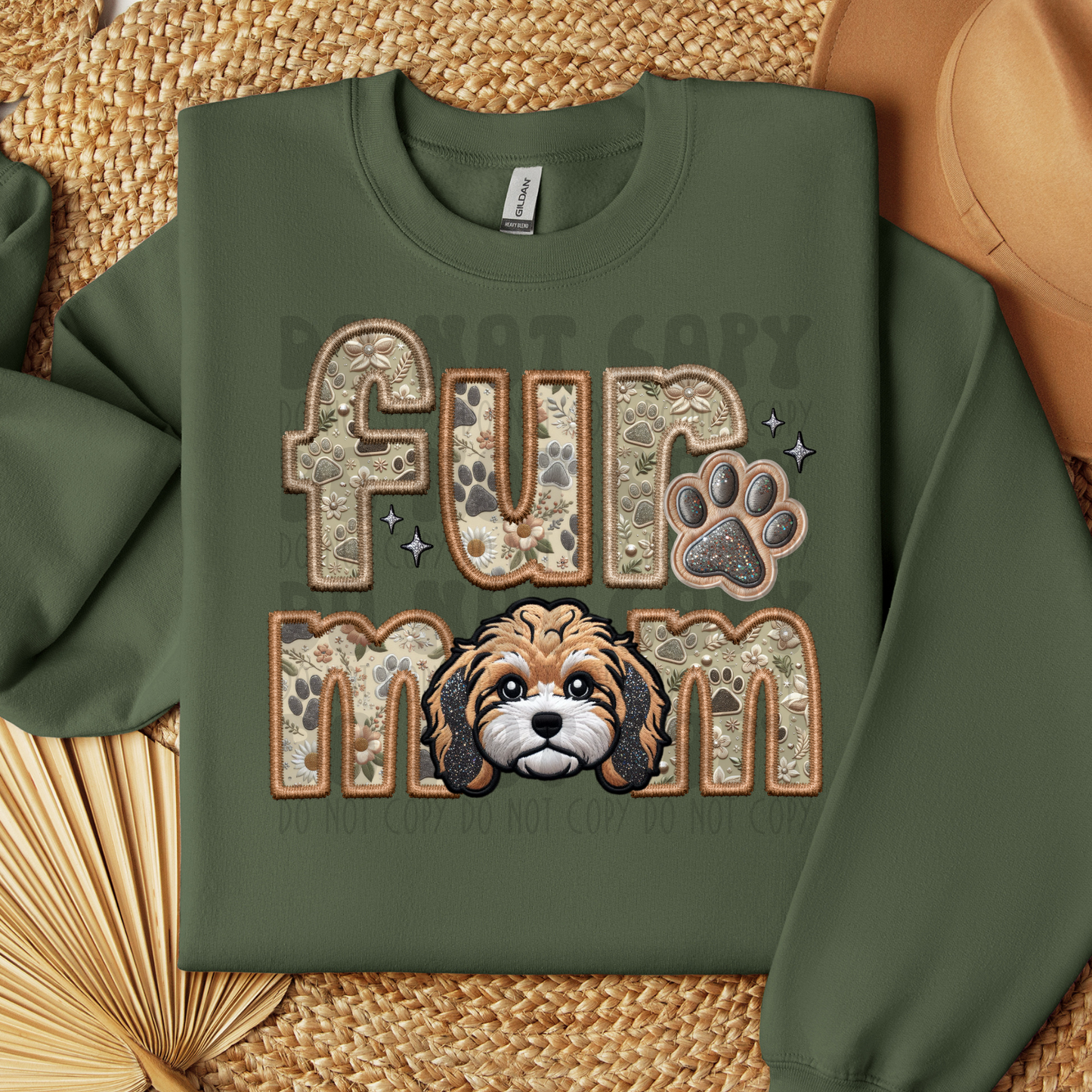 FUR MOM, CAVAPOO - FAUX EMBROIDERY - DTF TRANSFER