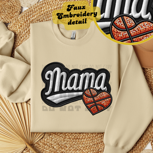 MAMA FAUX EMBROIDERY BASKETBALL - DTF TRANSFER