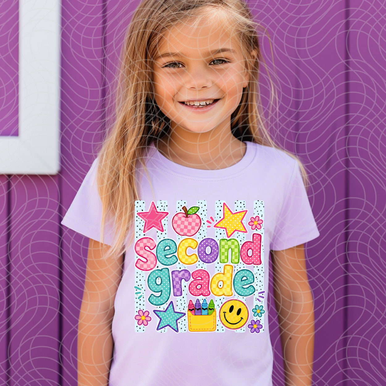 SECOND GRADE POLKA DOT STRIPES - DTF TRANSFER
