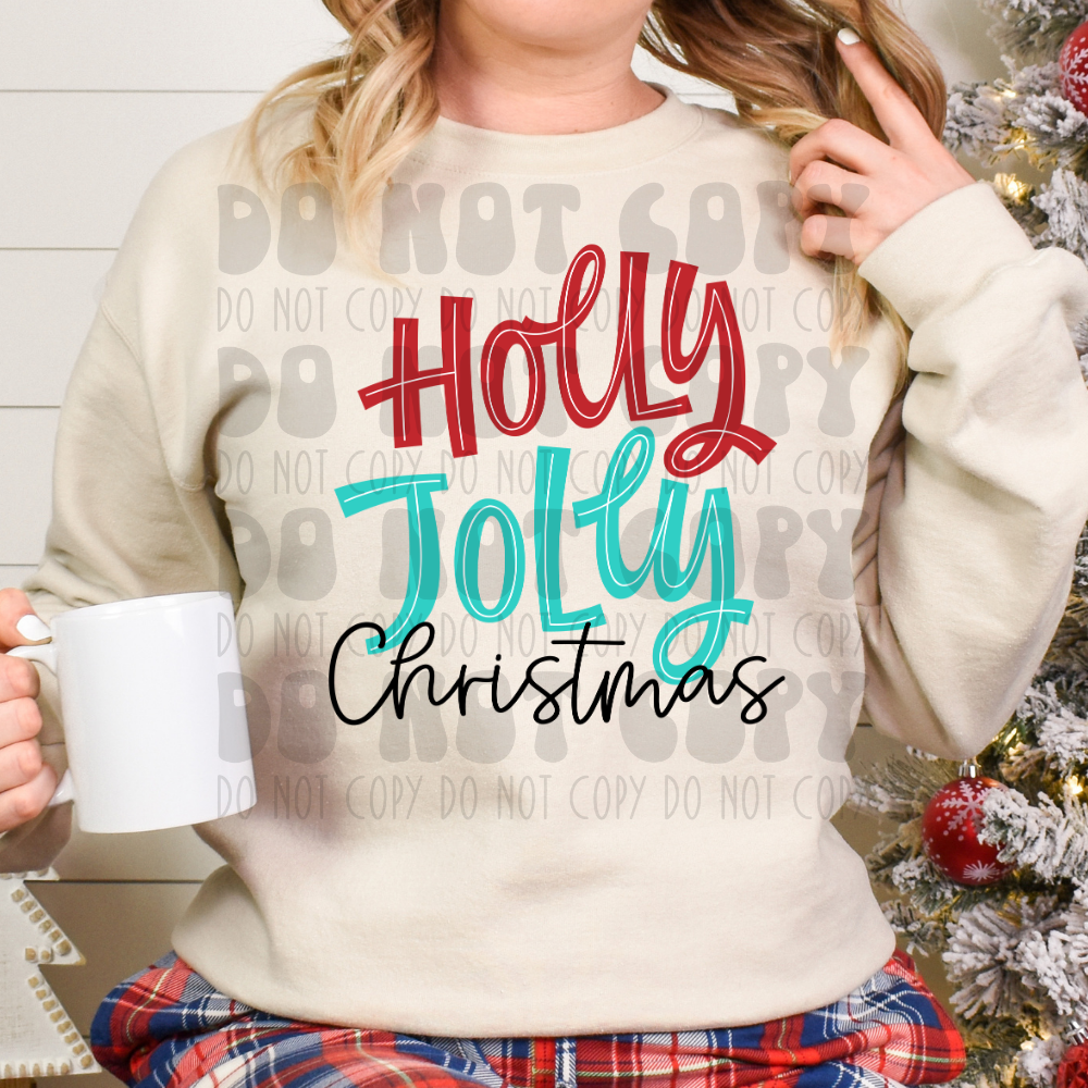 HOLLY JOLLY CHRISTMAS RED/GREEN BASIC - DTF TRANSFER