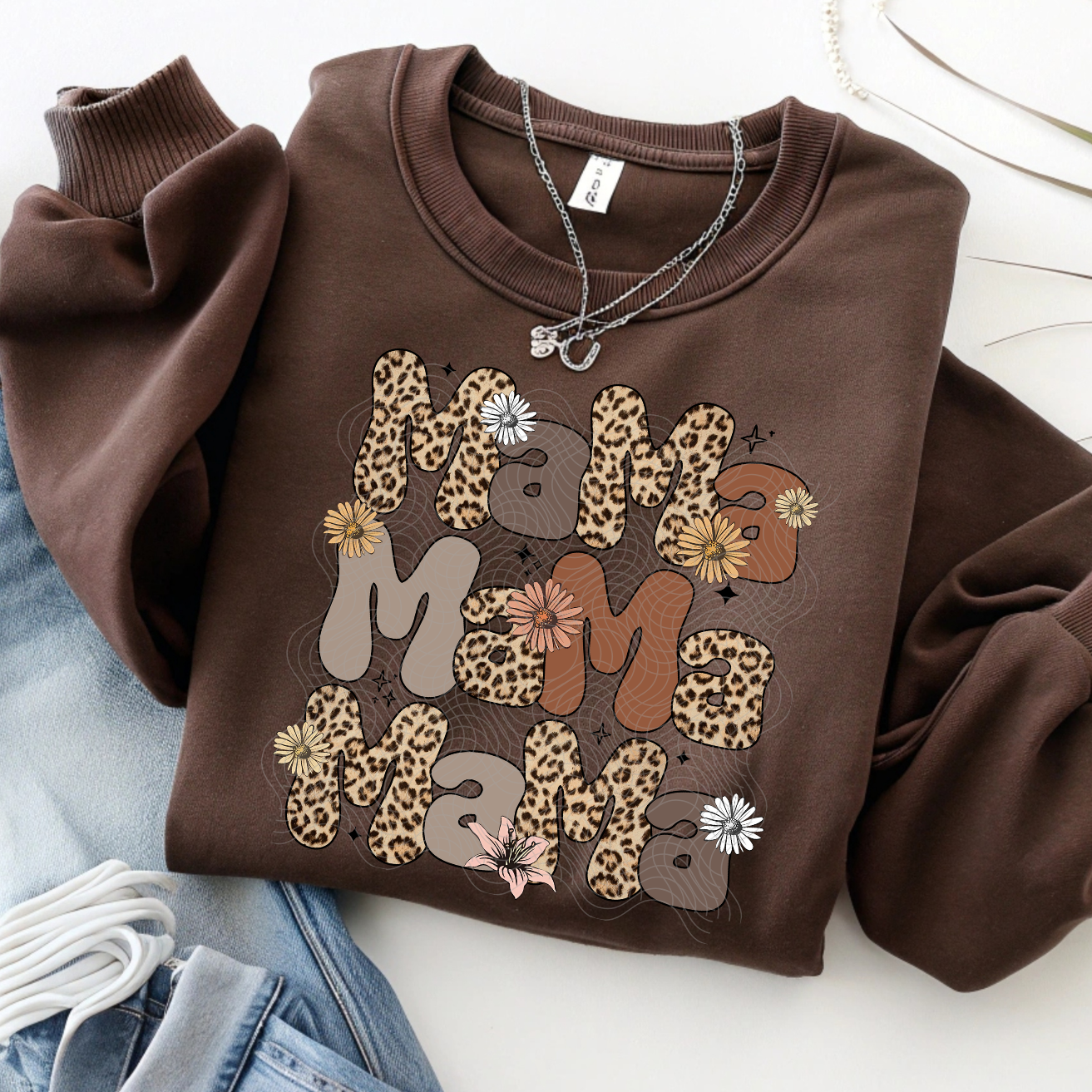 MAMA LEOPARD AND BROWN STACKED - DTF TRANSFER